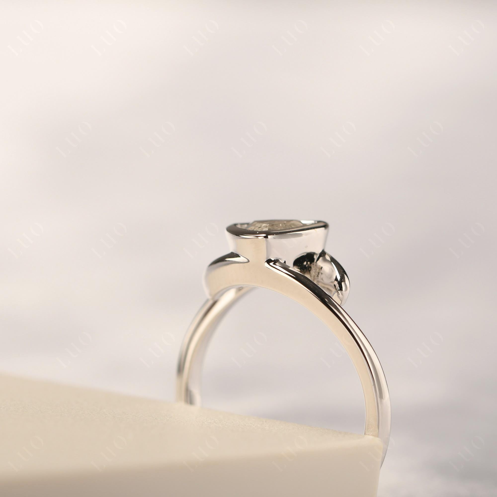 White Topaz Bezel Set Bypass Solitaire Ring - LUO Jewelry