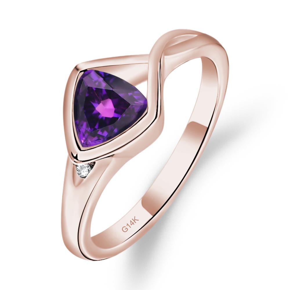Trillion Cut Simple Amethyst Ring - LUO Jewelry #metal_14k rose gold