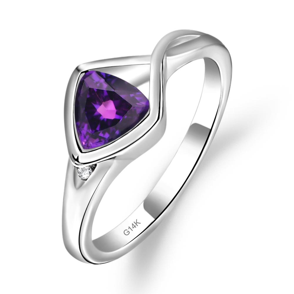Trillion Cut Simple Amethyst Ring - LUO Jewelry #metal_14k white gold