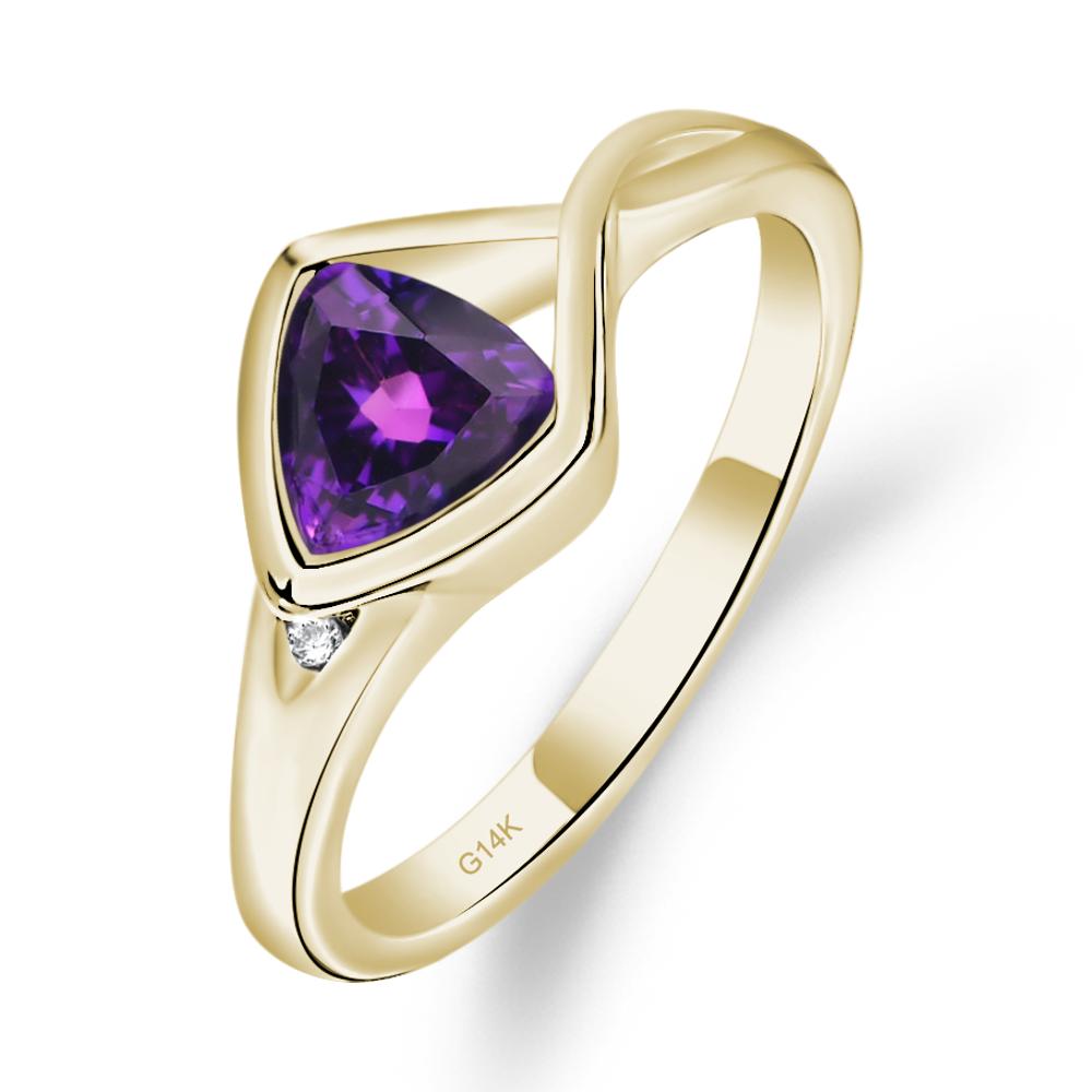 Trillion Cut Simple Amethyst Ring - LUO Jewelry #metal_14k yellow gold