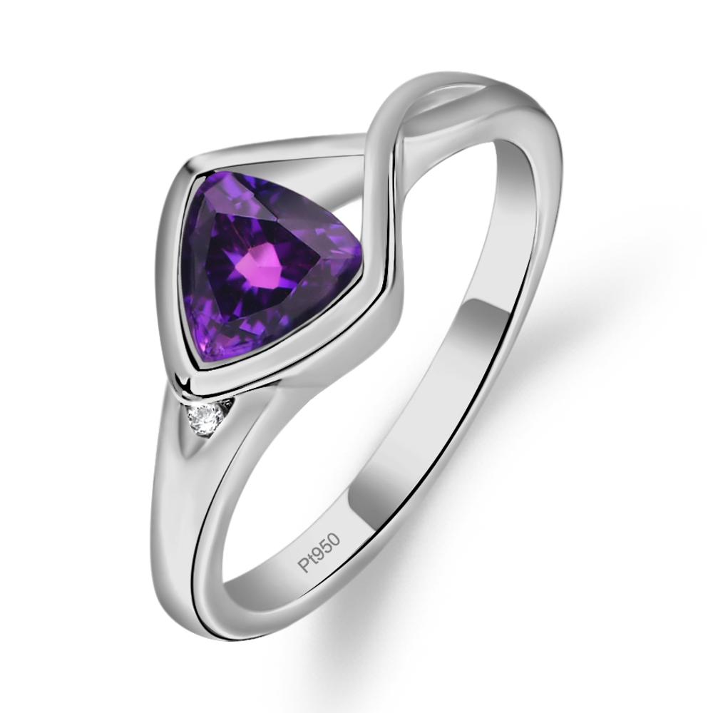 Trillion Cut Simple Amethyst Ring - LUO Jewelry #metal_platinum