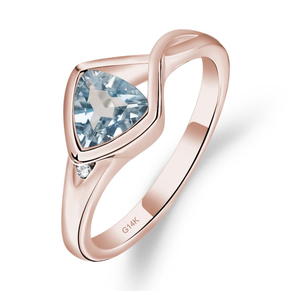 Trillion Cut Simple Aquamarine Ring - LUO Jewelry #metal_14k rose gold