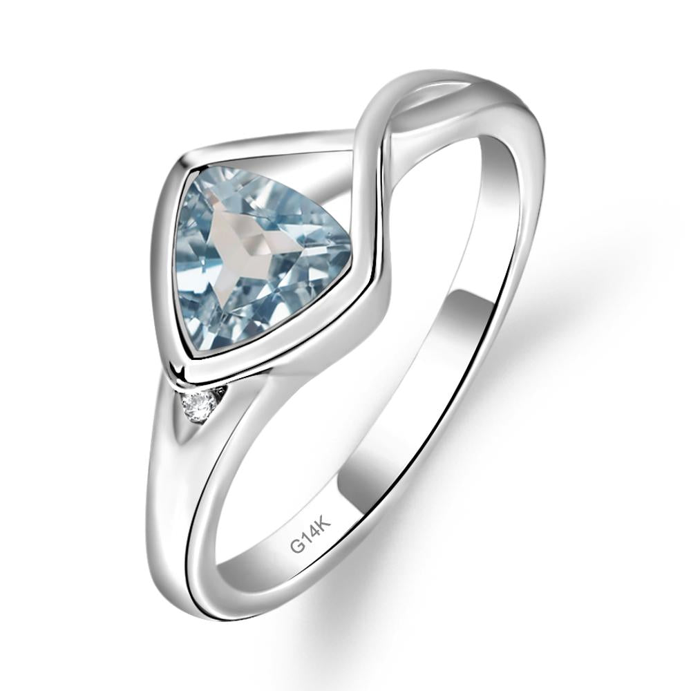 Trillion Cut Simple Aquamarine Ring - LUO Jewelry #metal_14k white gold