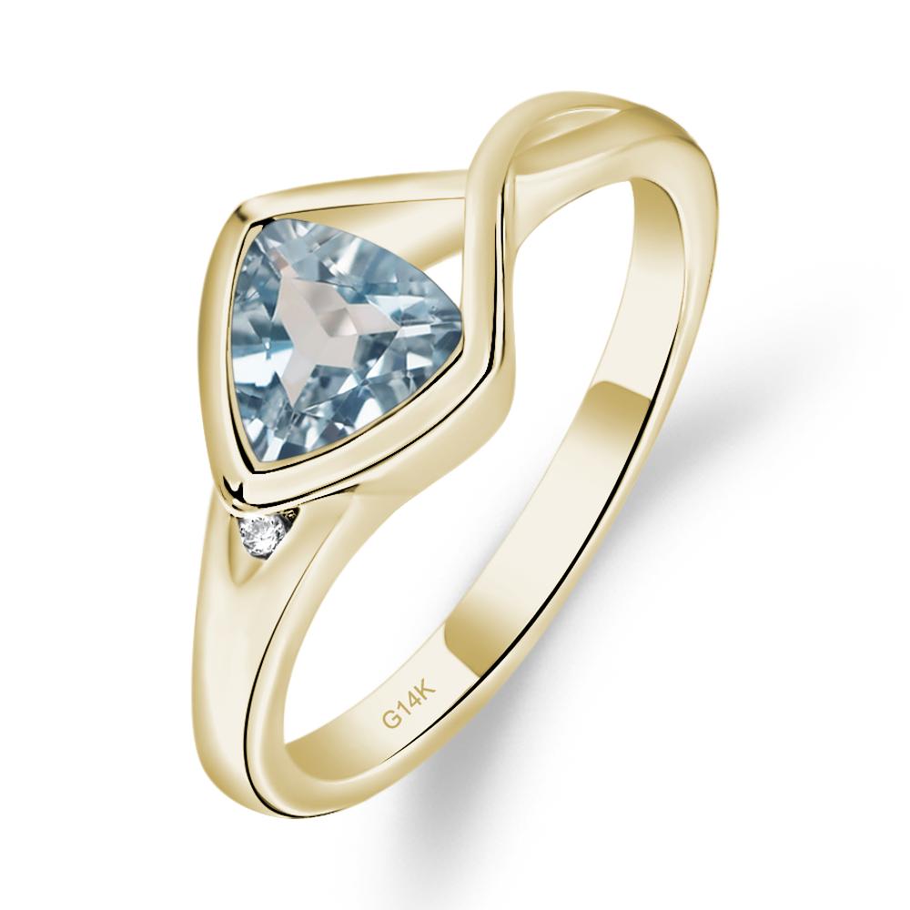 Trillion Cut Simple Aquamarine Ring - LUO Jewelry #metal_14k yellow gold