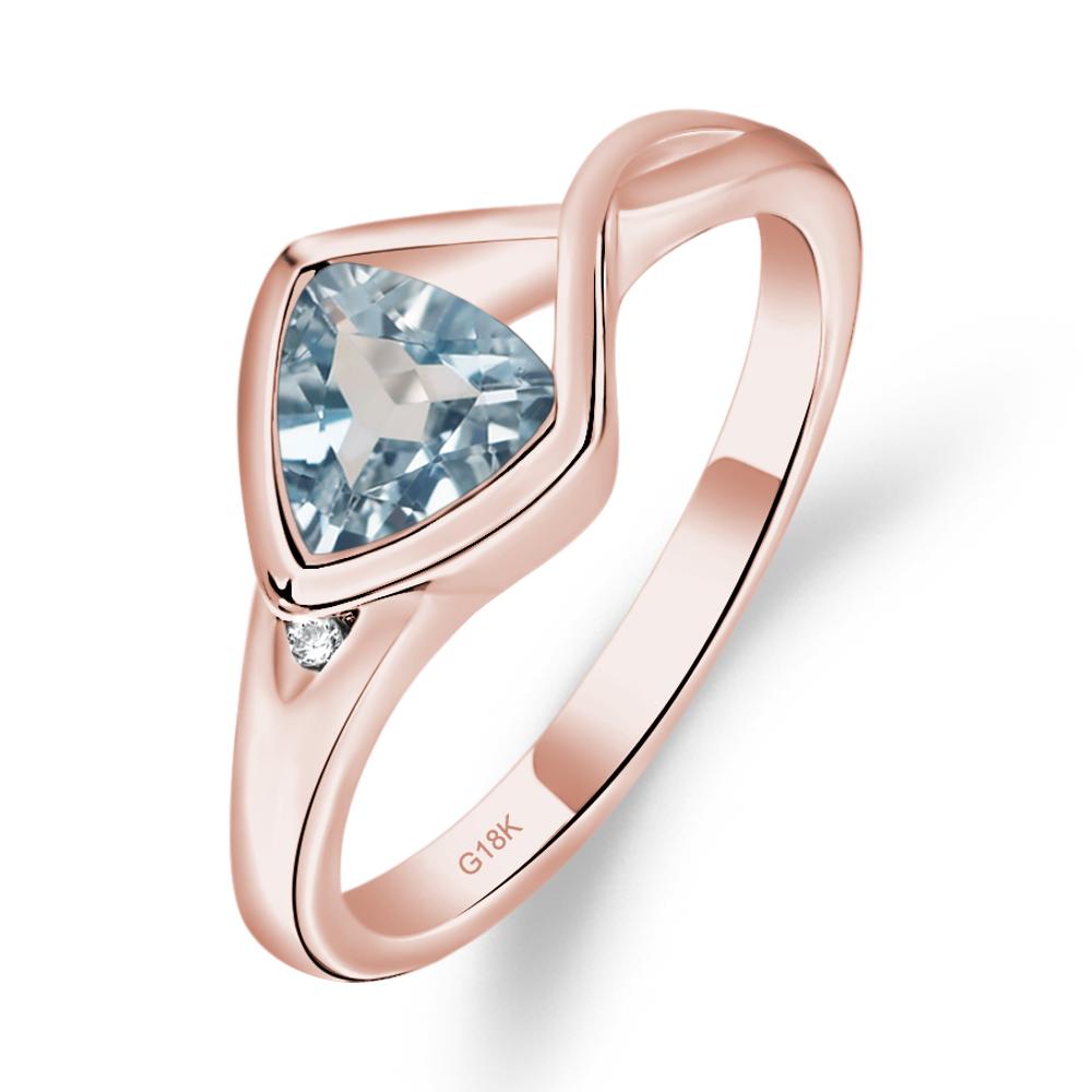 Trillion Cut Simple Aquamarine Ring - LUO Jewelry #metal_18k rose gold