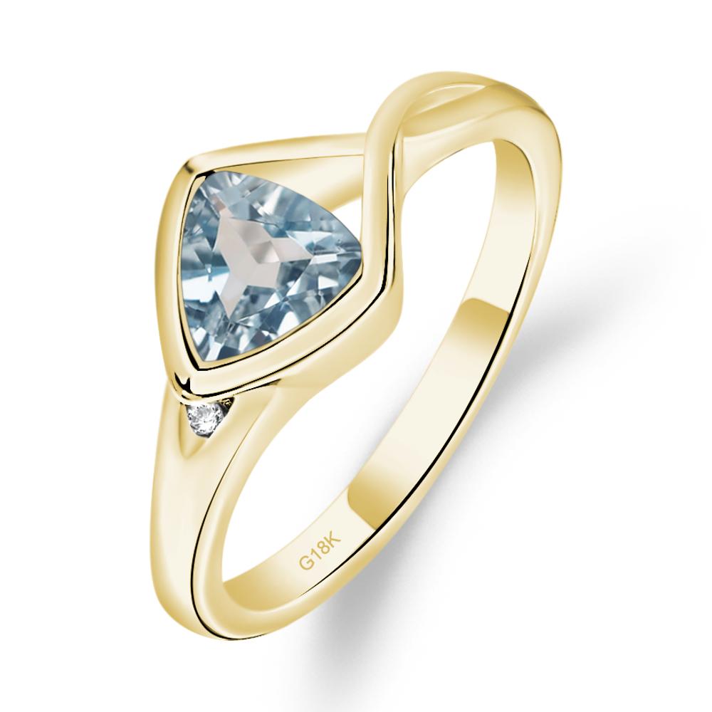 Trillion Cut Simple Aquamarine Ring - LUO Jewelry #metal_18k yellow gold