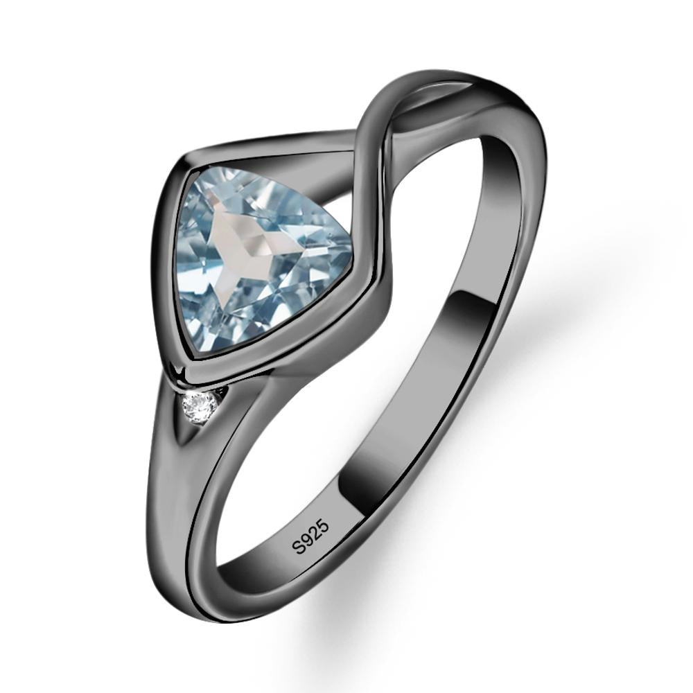 Trillion Cut Simple Aquamarine Ring - LUO Jewelry #metal_black finish sterling silver