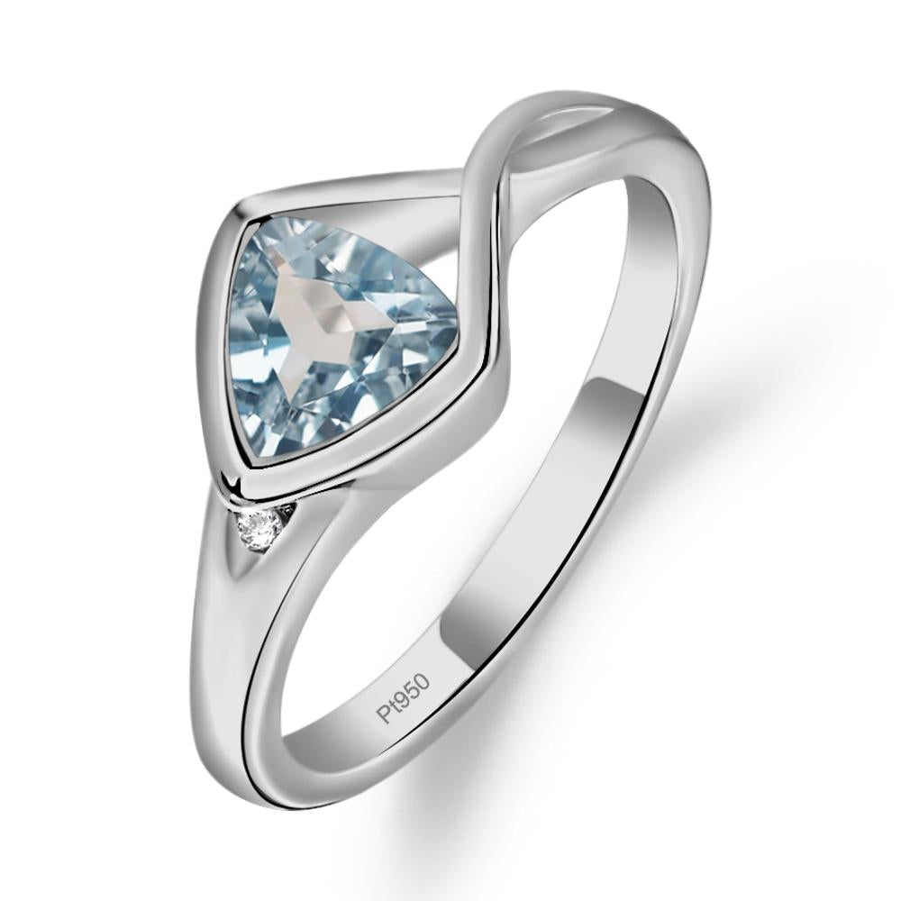 Trillion Cut Simple Aquamarine Ring - LUO Jewelry #metal_platinum
