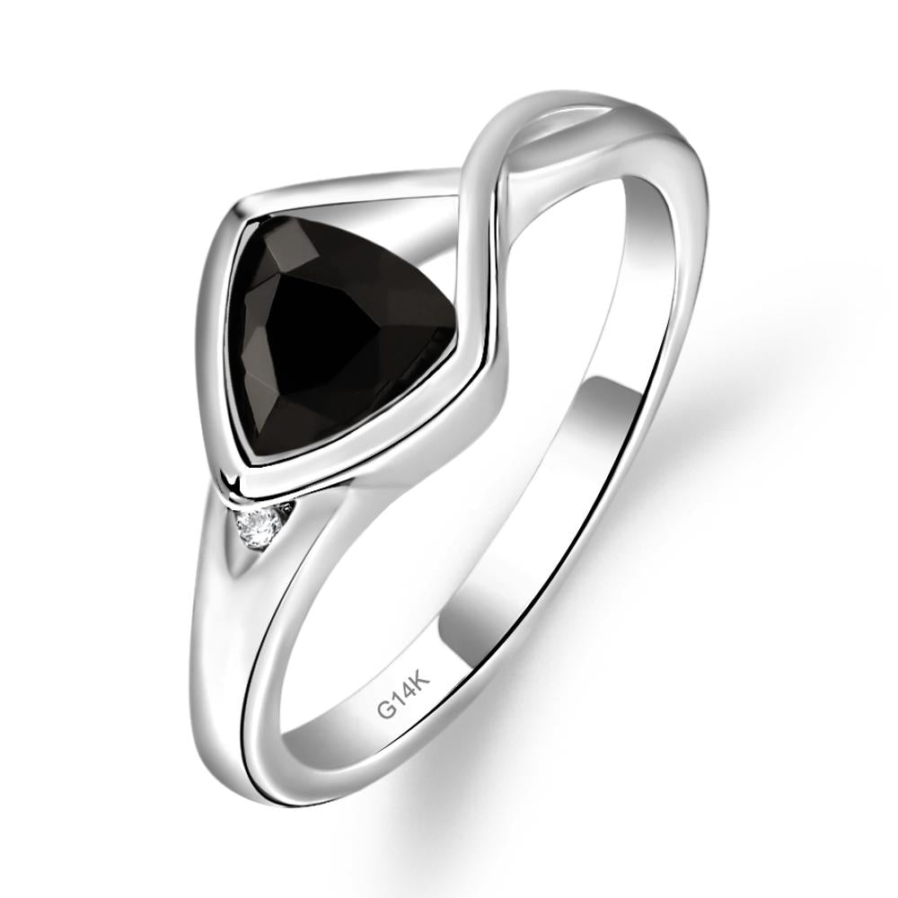 Trillion Cut Simple Black Stone Ring - LUO Jewelry #metal_14k white gold