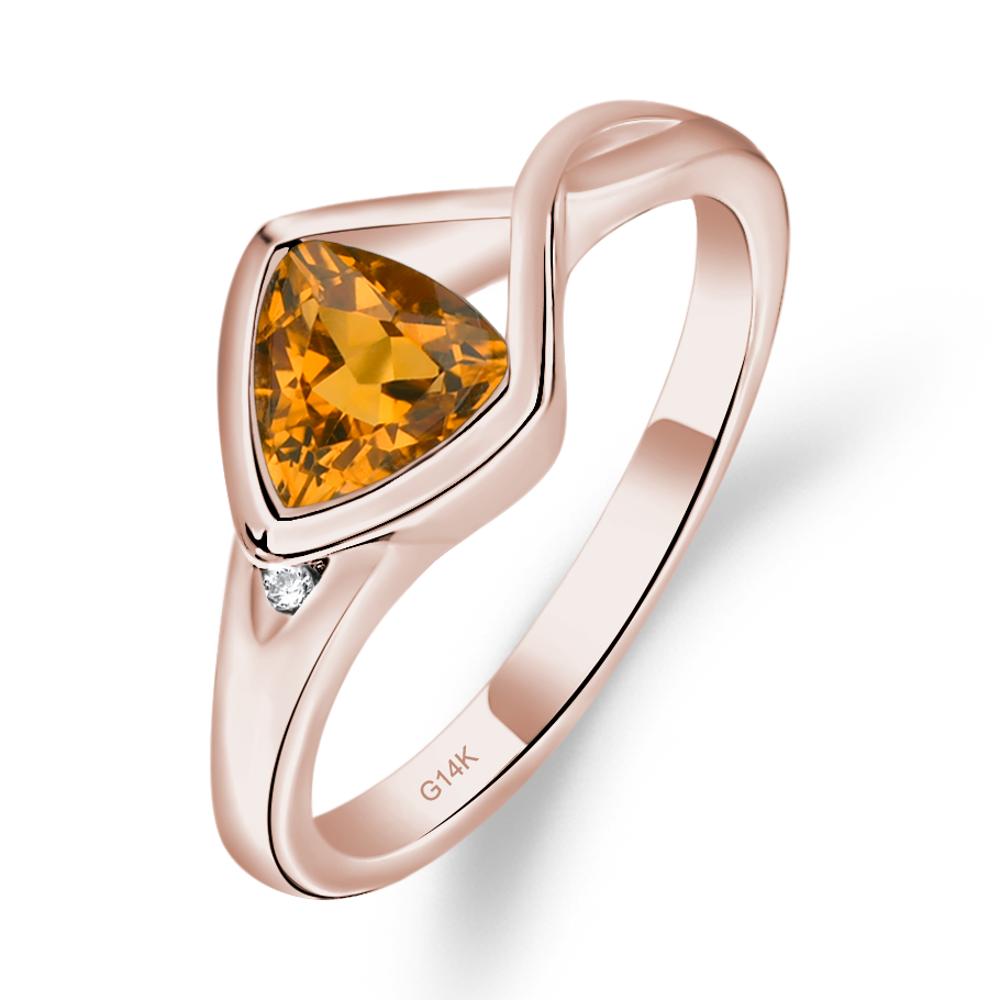Trillion Cut Simple Citrine Ring - LUO Jewelry #metal_14k rose gold