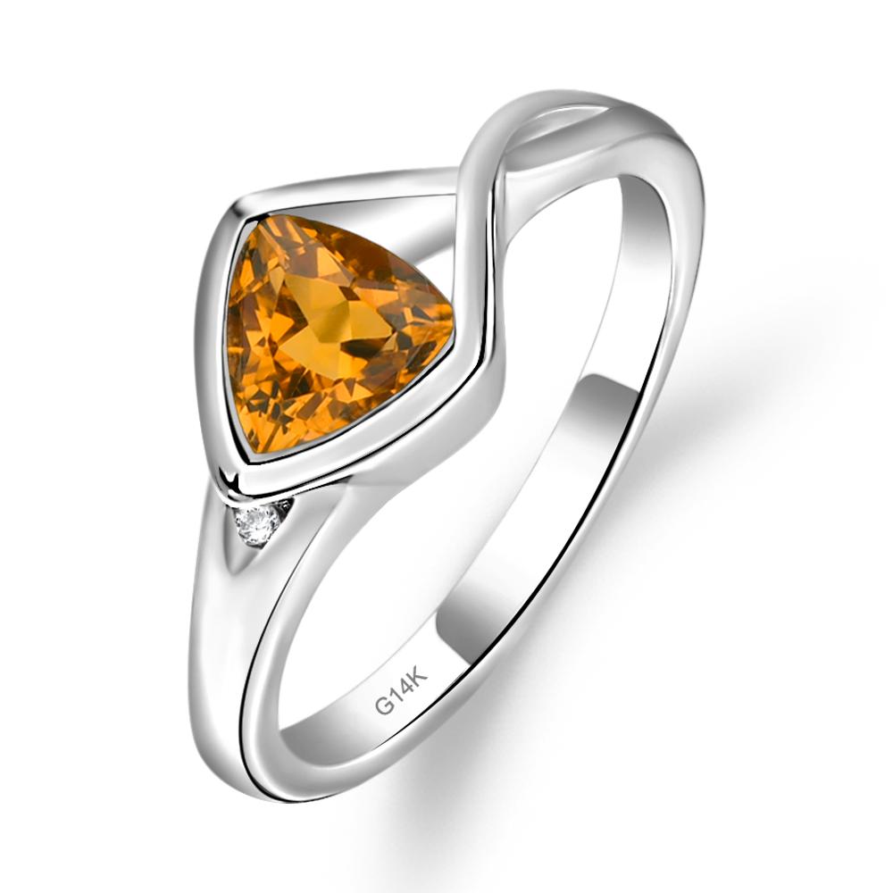 Trillion Cut Simple Citrine Ring - LUO Jewelry #metal_14k white gold