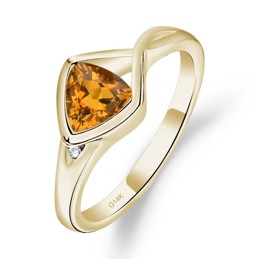 Trillion Cut Simple Citrine Ring - LUO Jewelry #metal_14k yellow gold