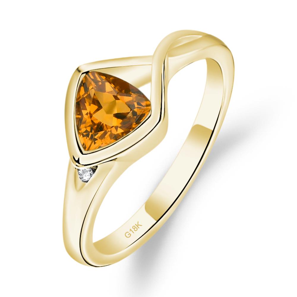 Trillion Cut Simple Citrine Ring - LUO Jewelry #metal_18k yellow gold