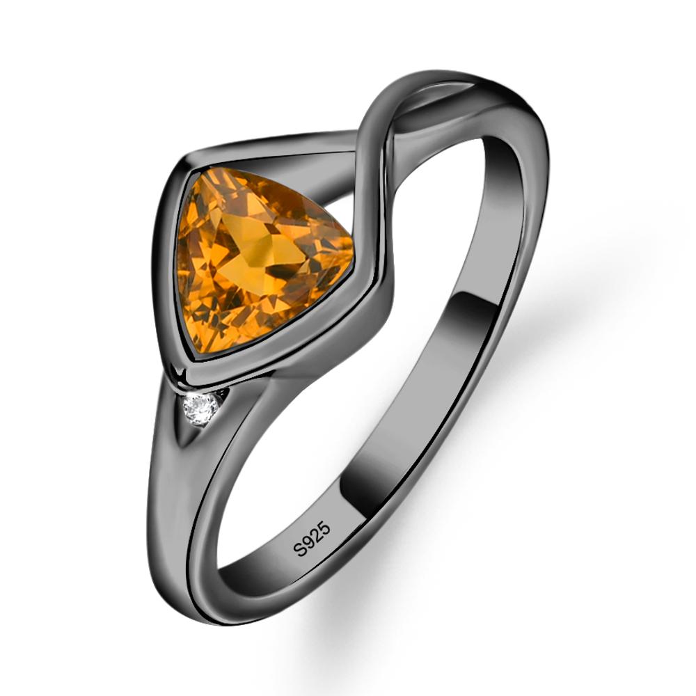 Trillion Cut Simple Citrine Ring - LUO Jewelry #metal_black finish sterling silver