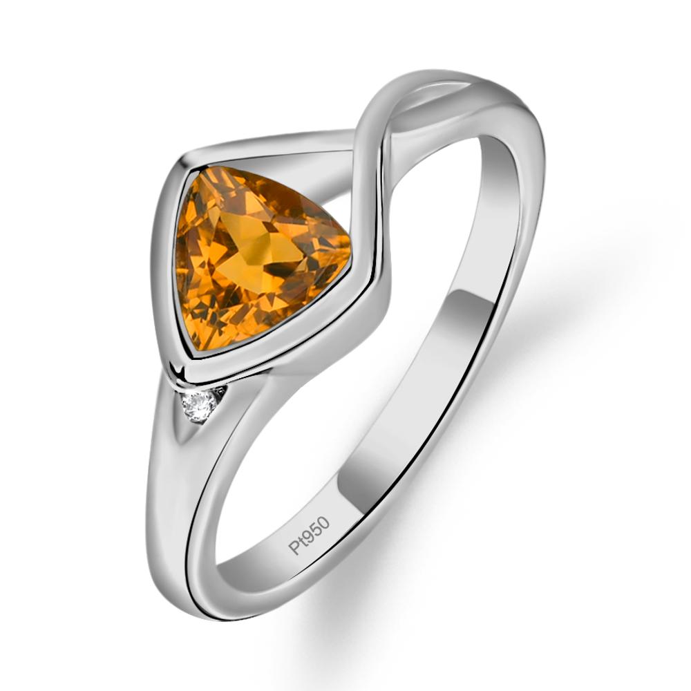 Trillion Cut Simple Citrine Ring - LUO Jewelry #metal_platinum