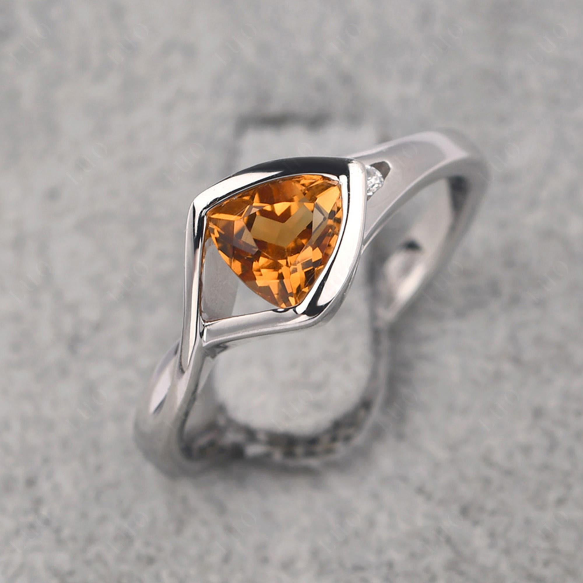 Trillion Cut Simple Citrine Ring - LUO Jewelry