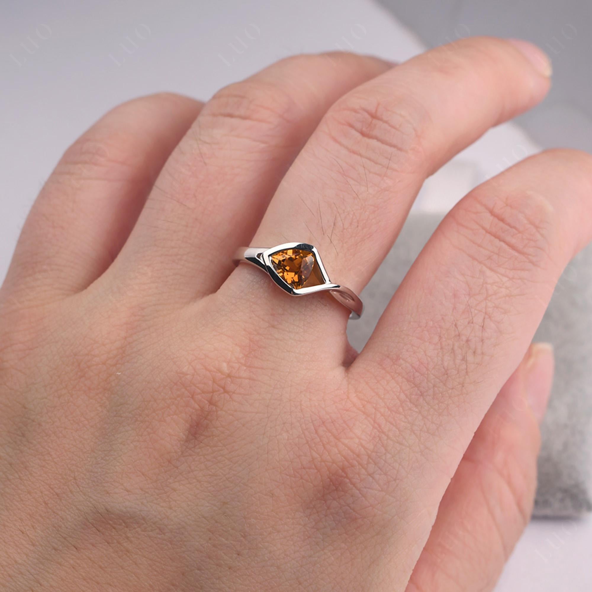 Trillion Cut Simple Citrine Ring - LUO Jewelry