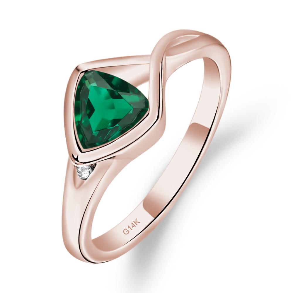 Trillion Cut Simple Emerald Ring - LUO Jewelry #metal_14k rose gold