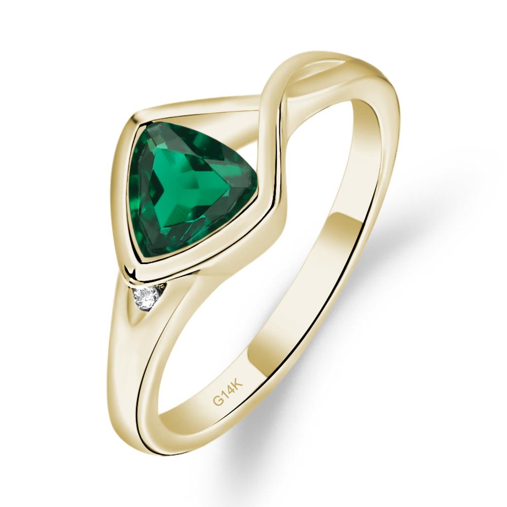 Trillion Cut Simple Emerald Ring - LUO Jewelry #metal_14k yellow gold