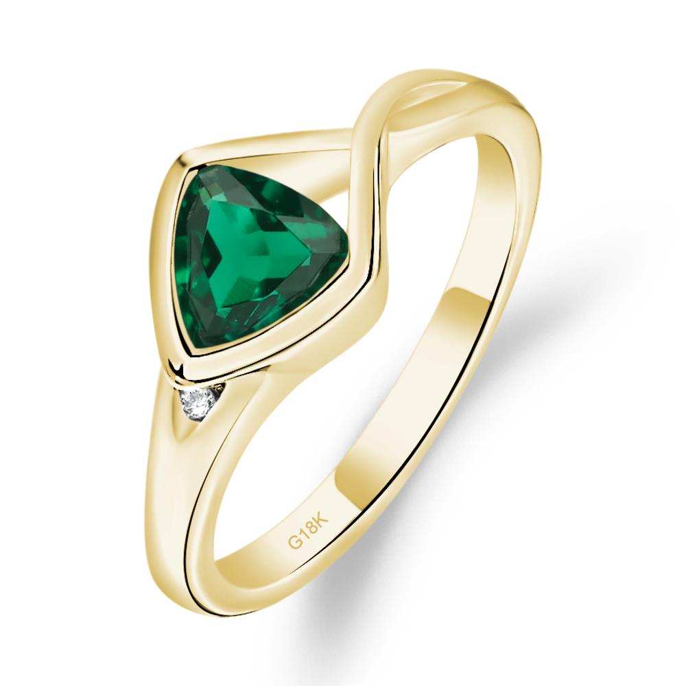 Trillion Cut Simple Emerald Ring - LUO Jewelry #metal_18k yellow gold