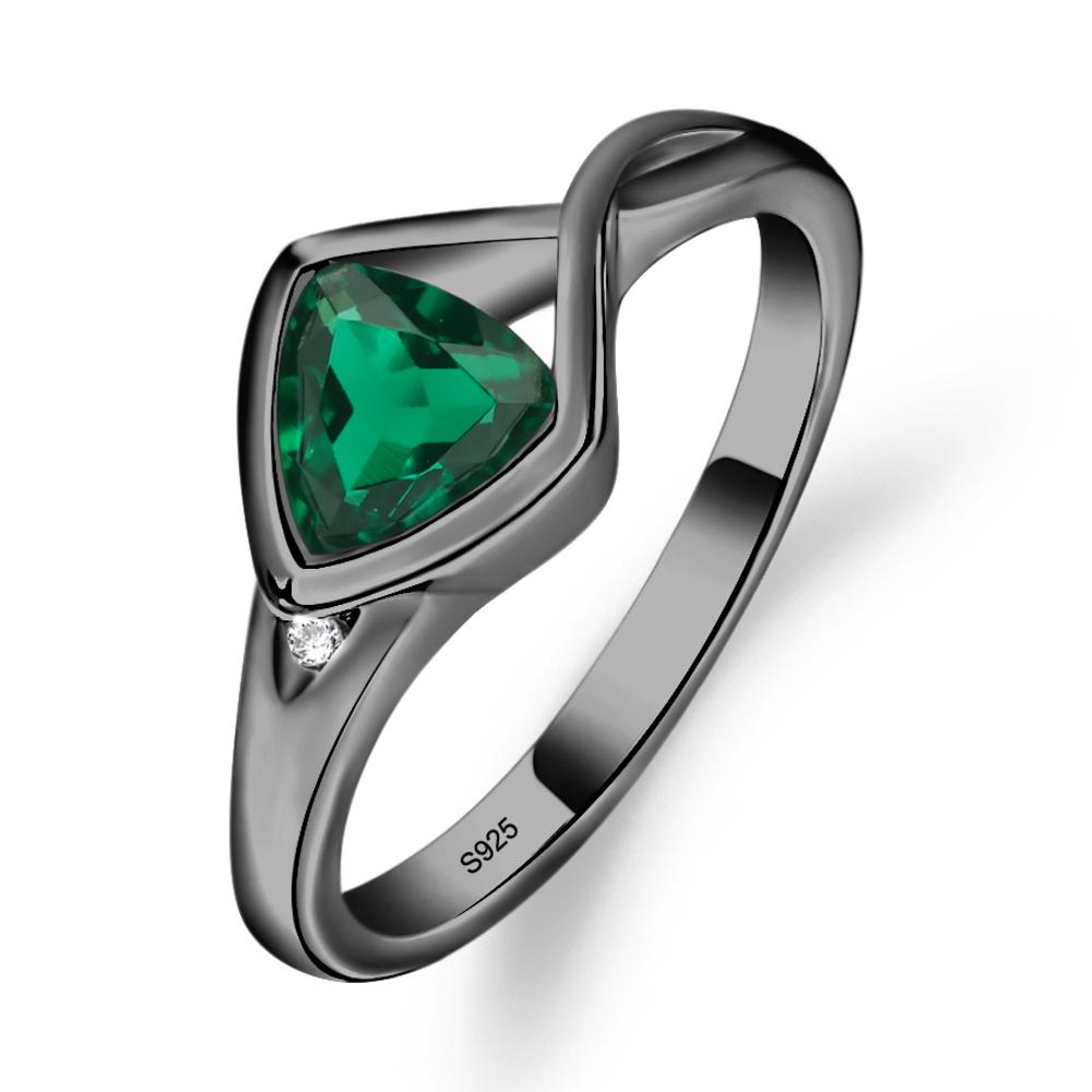 Trillion Cut Simple Emerald Ring - LUO Jewelry #metal_black finish sterling silver