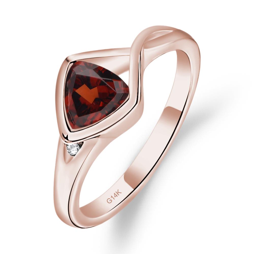 Trillion Cut Simple Garnet Ring - LUO Jewelry #metal_14k rose gold