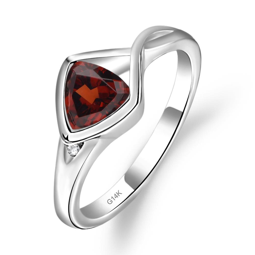 Trillion Cut Simple Garnet Ring - LUO Jewelry #metal_14k white gold