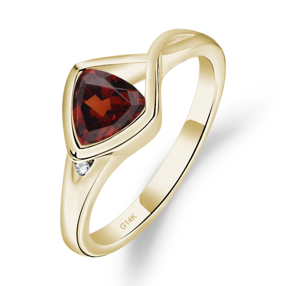 Trillion Cut Simple Garnet Ring - LUO Jewelry #metal_14k yellow gold