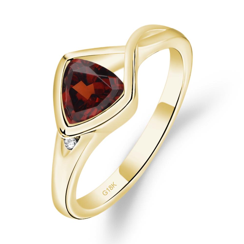 Trillion Cut Simple Garnet Ring - LUO Jewelry #metal_18k yellow gold