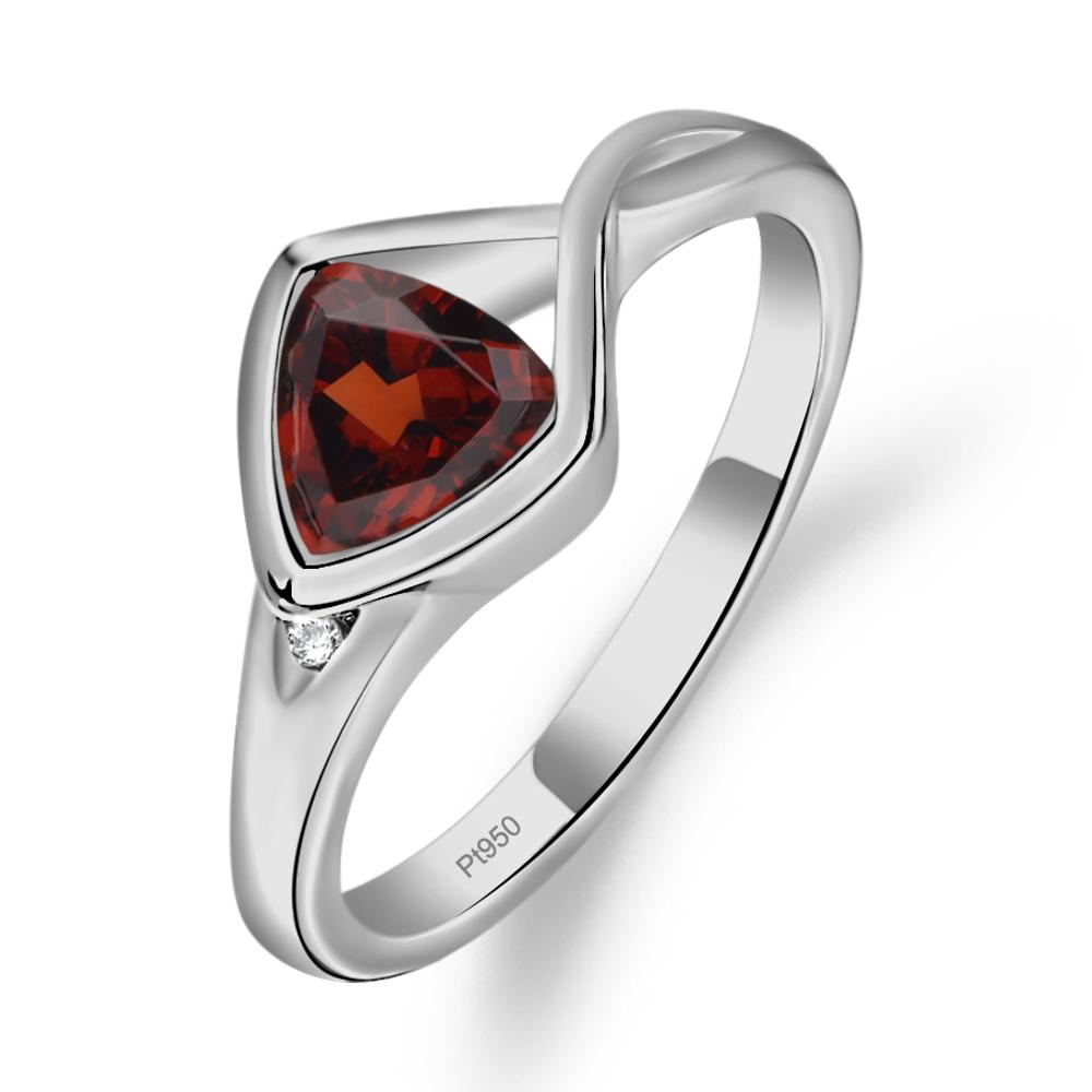 Trillion Cut Simple Garnet Ring - LUO Jewelry #metal_platinum
