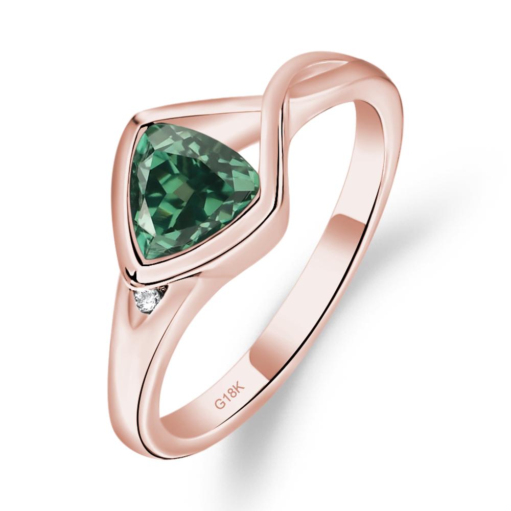 Trillion Cut Simple Lab Grown Green Sapphire Ring - LUO Jewelry #metal_18k rose gold