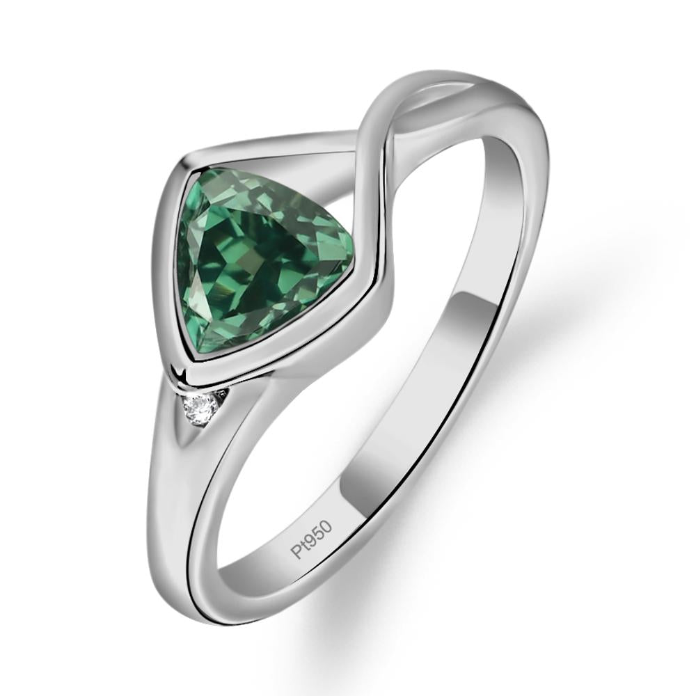 Trillion Cut Simple Lab Grown Green Sapphire Ring - LUO Jewelry #metal_platinum