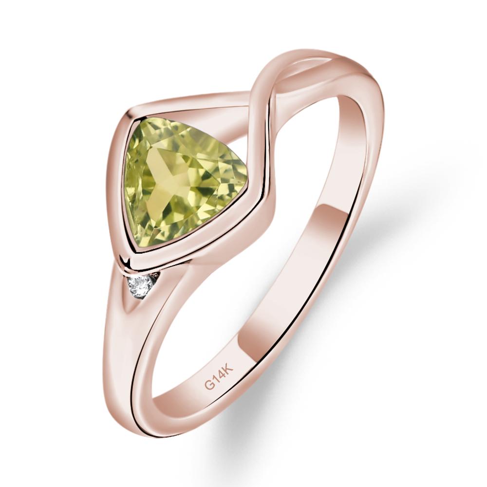 Trillion Cut Simple Lemon Quartz Ring - LUO Jewelry #metal_14k rose gold