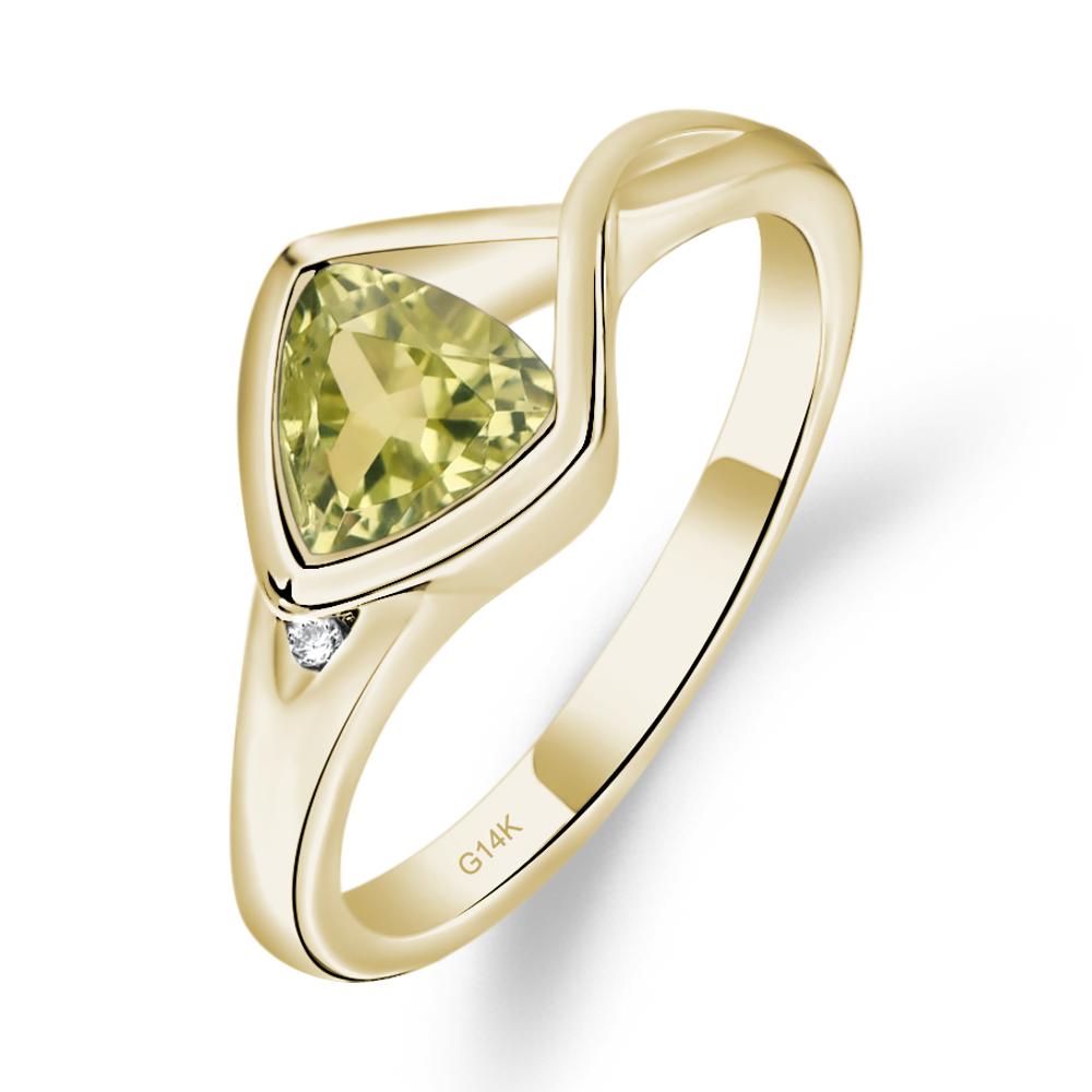Trillion Cut Simple Lemon Quartz Ring - LUO Jewelry #metal_14k yellow gold
