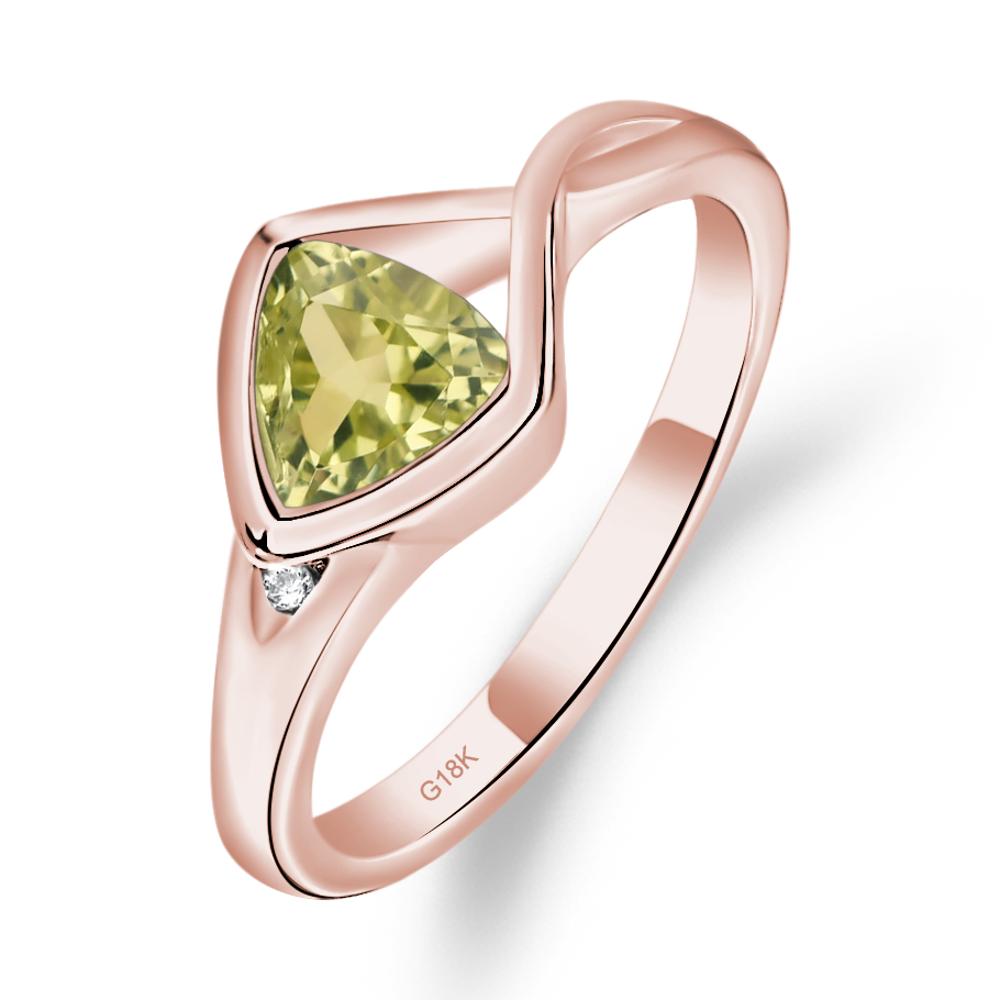 Trillion Cut Simple Lemon Quartz Ring - LUO Jewelry #metal_18k rose gold