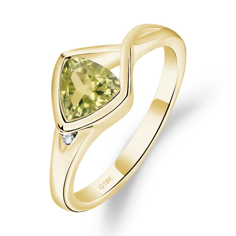 Trillion Cut Simple Lemon Quartz Ring - LUO Jewelry #metal_18k yellow gold