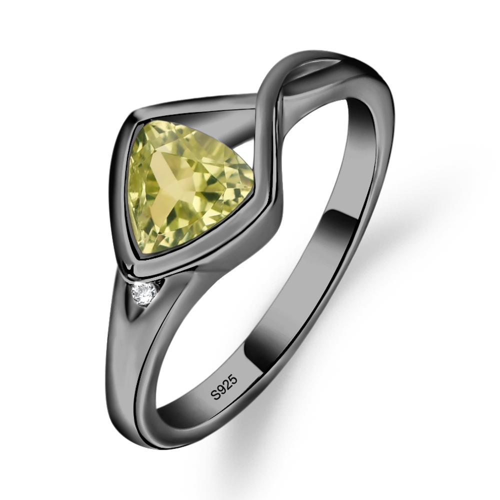 Trillion Cut Simple Lemon Quartz Ring - LUO Jewelry #metal_black finish sterling silver