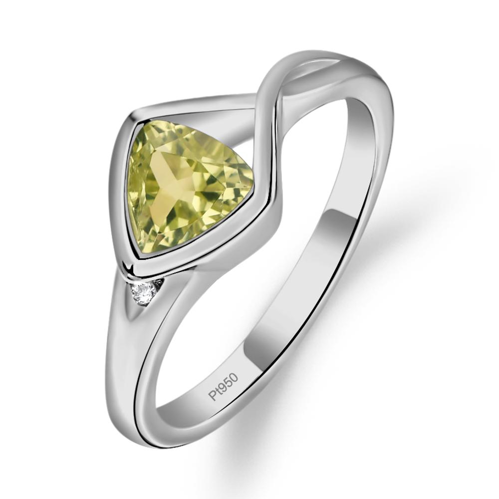 Trillion Cut Simple Lemon Quartz Ring - LUO Jewelry #metal_platinum