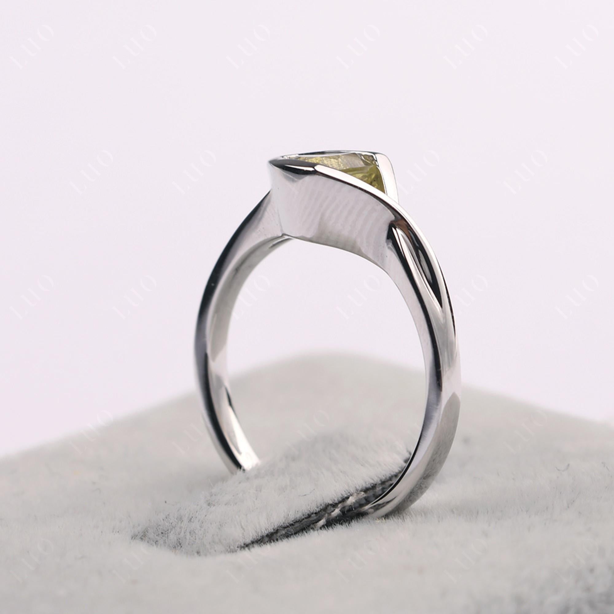Trillion Cut Simple Lemon Quartz Ring - LUO Jewelry