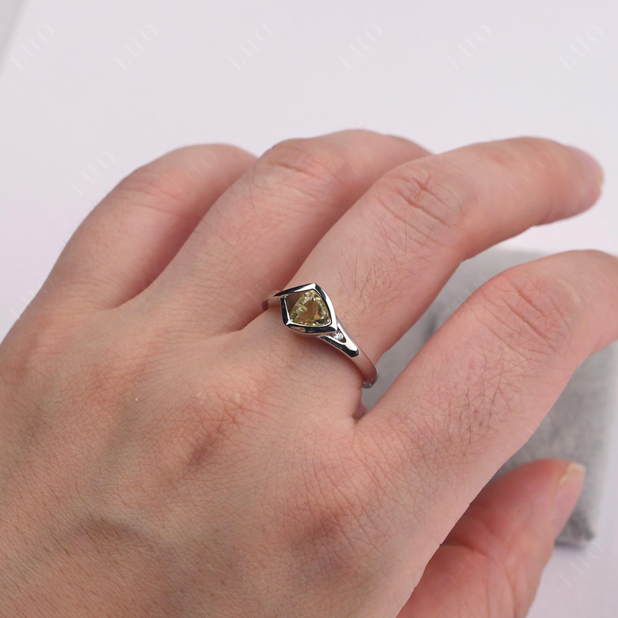 Trillion Cut Simple Lemon Quartz Ring - LUO Jewelry