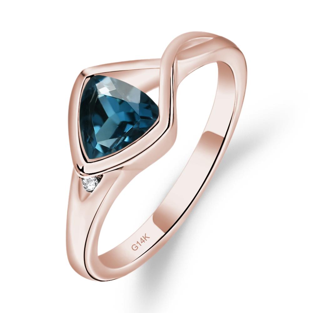 Trillion Cut Simple London Blue Topaz Ring - LUO Jewelry #metal_14k rose gold