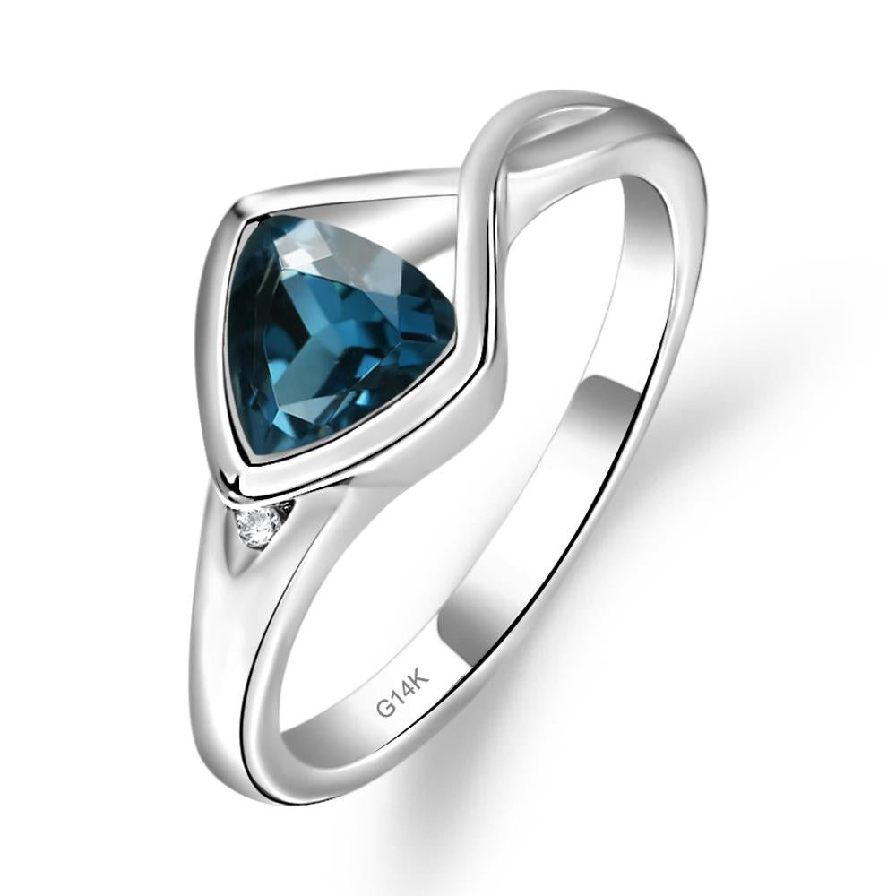 Trillion Cut Simple London Blue Topaz Ring - LUO Jewelry #metal_14k white gold
