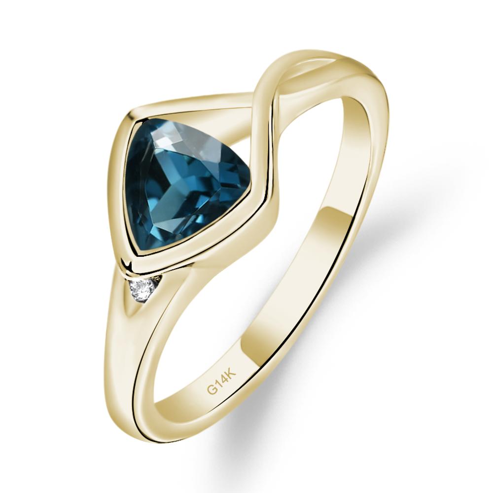 Trillion Cut Simple London Blue Topaz Ring - LUO Jewelry #metal_14k yellow gold