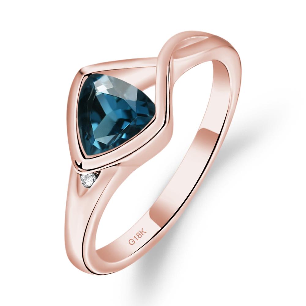 Trillion Cut Simple London Blue Topaz Ring - LUO Jewelry #metal_18k rose gold
