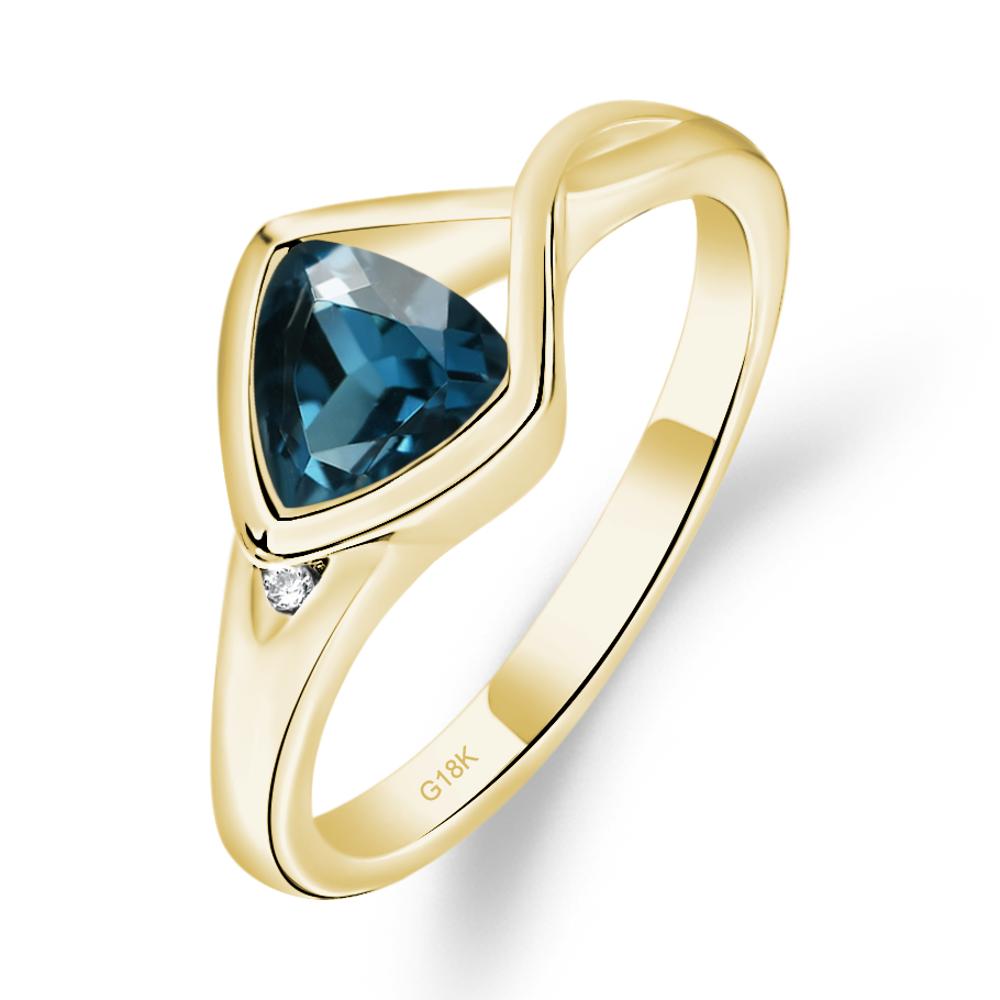 Trillion Cut Simple London Blue Topaz Ring - LUO Jewelry #metal_18k yellow gold