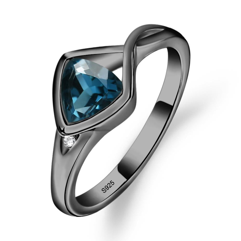 Trillion Cut Simple London Blue Topaz Ring - LUO Jewelry #metal_black finish sterling silver