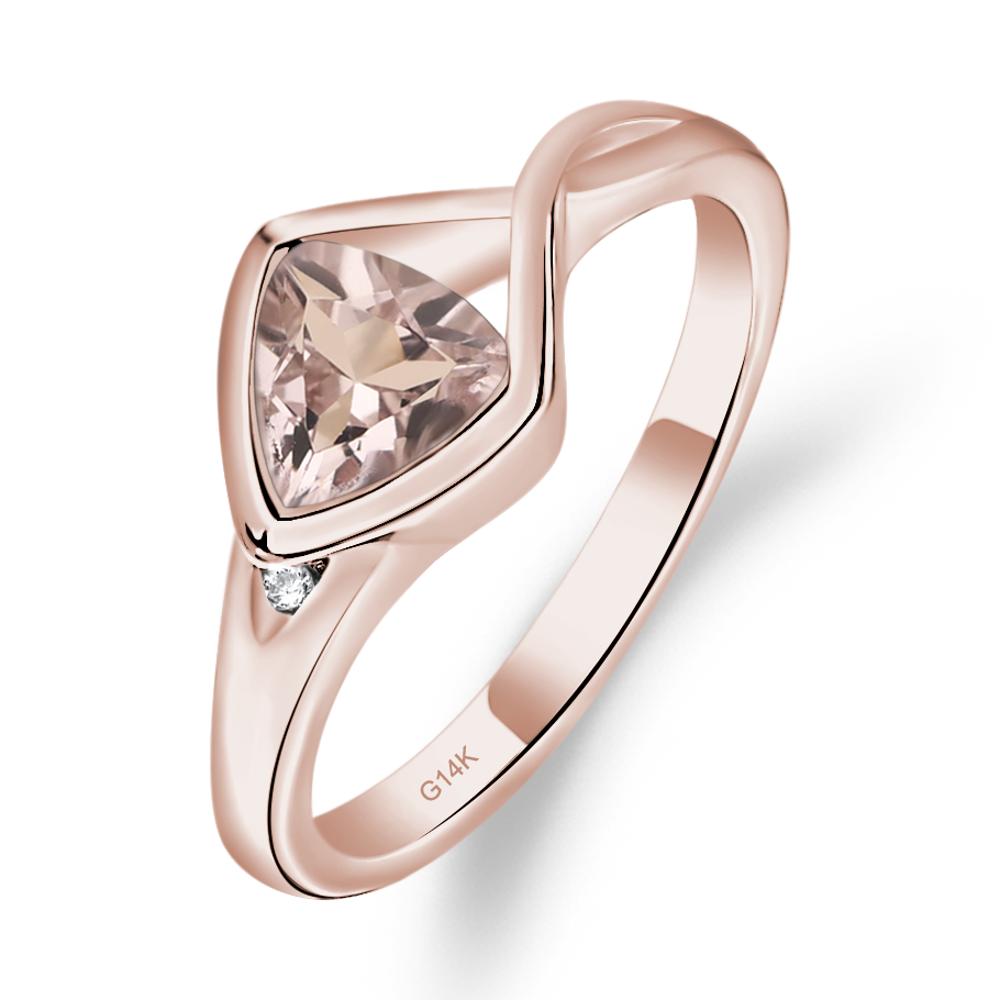 Trillion Cut Simple Morganite Ring - LUO Jewelry #metal_14k rose gold