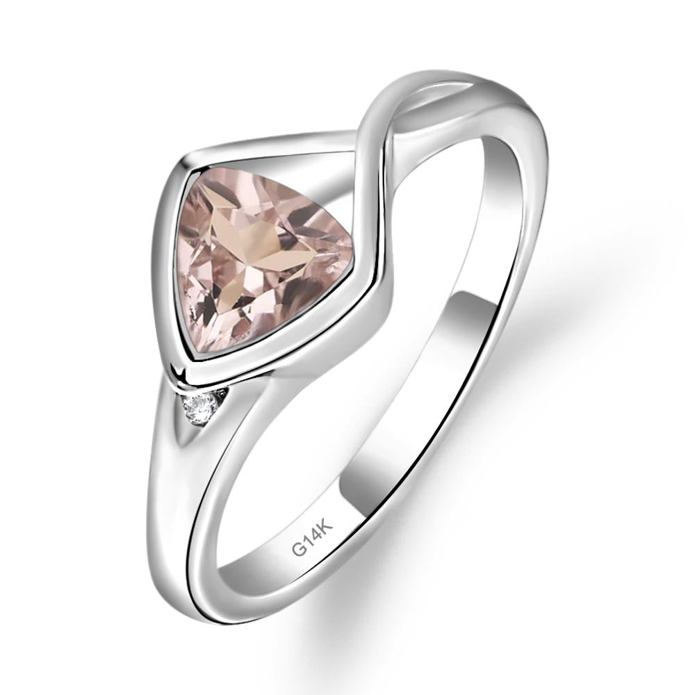 Trillion Cut Simple Morganite Ring - LUO Jewelry #metal_14k white gold