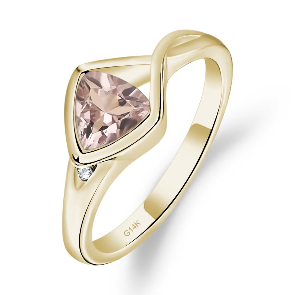 Trillion Cut Simple Morganite Ring - LUO Jewelry #metal_14k yellow gold