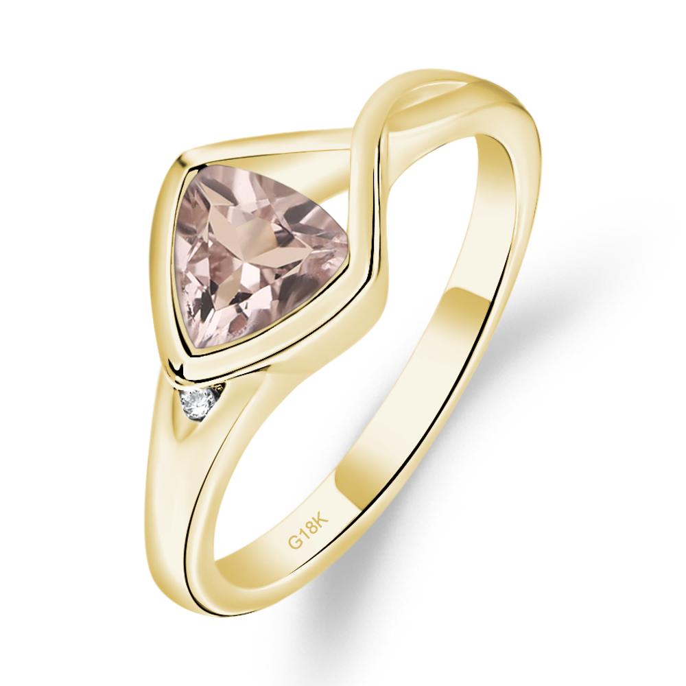Trillion Cut Simple Morganite Ring - LUO Jewelry #metal_18k yellow gold